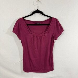 The Limited Womens Berry Pink Square Neck Puff Sleeve Top Medium‎ Gathers